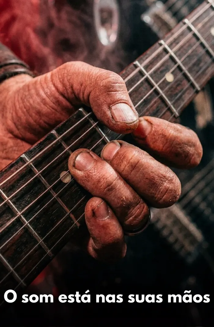 Aluno do Guitar Clã tocando guitarra