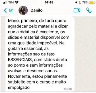 Depoimento de aluno do Guitar Clã